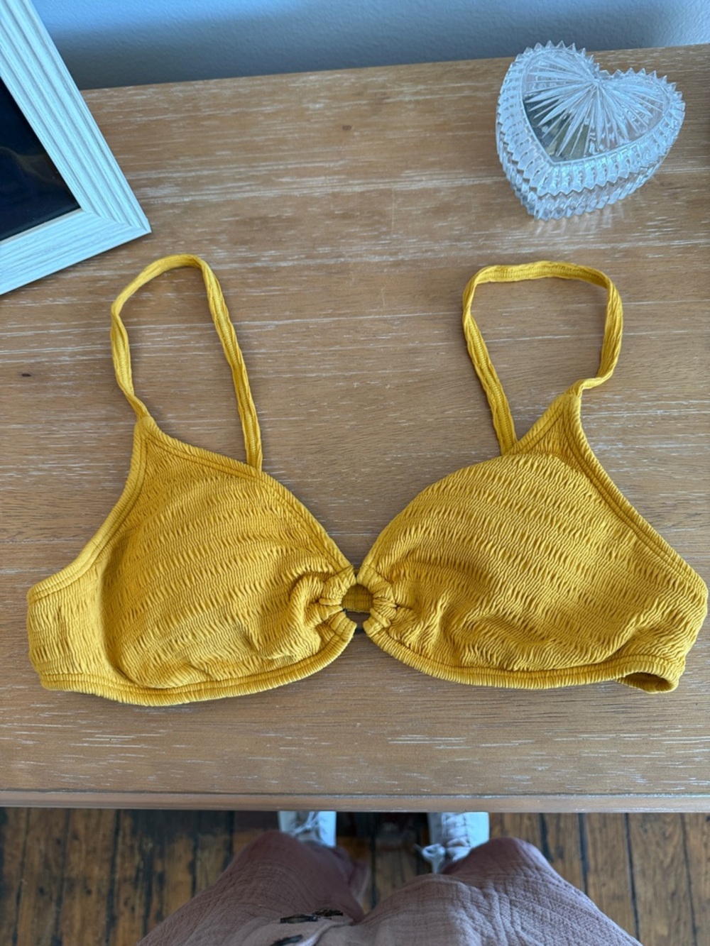O'Neill Mustard Textured Ring-Front Bikini Top